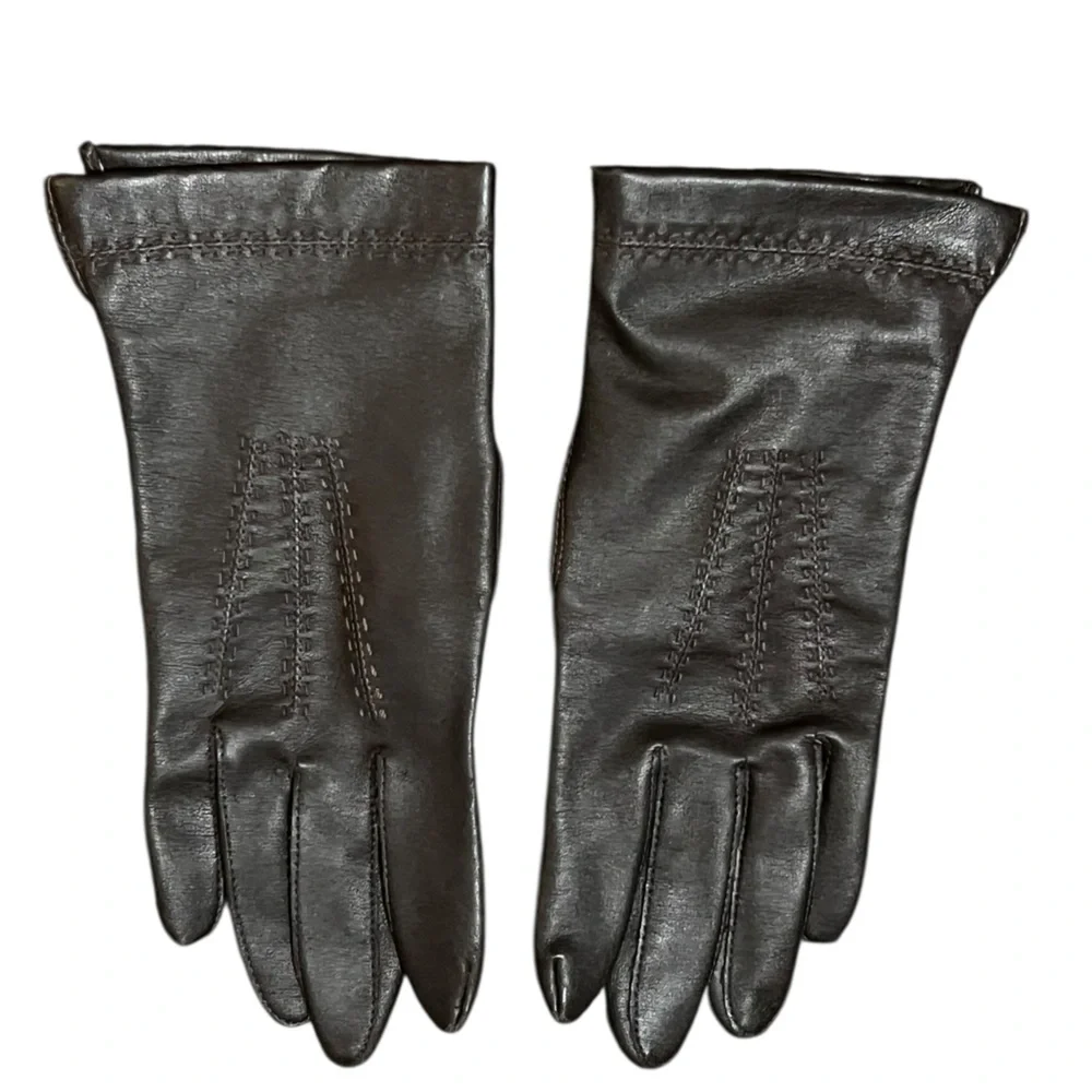 Vintage Brown Leather Gloves Women